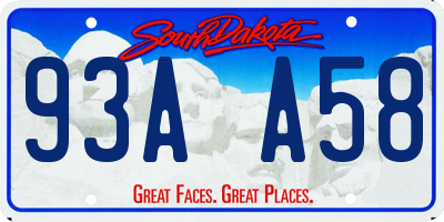SD license plate 93AA58