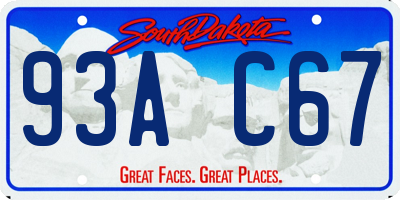 SD license plate 93AC67
