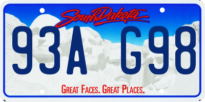 SD license plate 93AG98