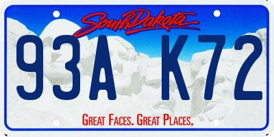 SD license plate 93AK72
