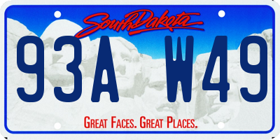 SD license plate 93AW49