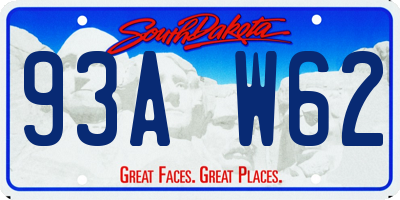 SD license plate 93AW62