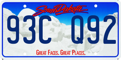 SD license plate 93CQ92