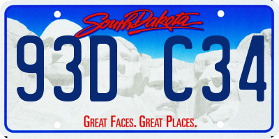 SD license plate 93DC34