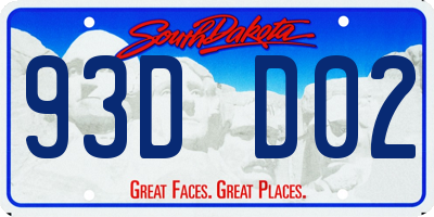 SD license plate 93DD02