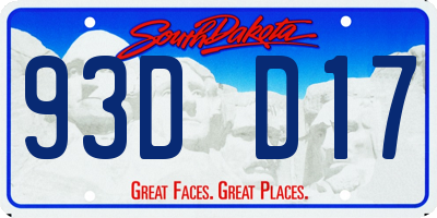 SD license plate 93DD17
