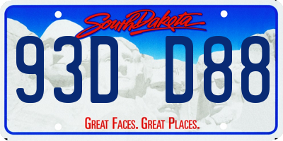 SD license plate 93DD88