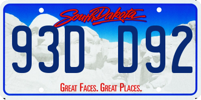 SD license plate 93DD92