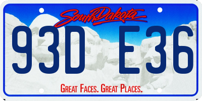 SD license plate 93DE36