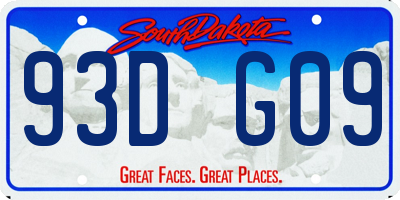 SD license plate 93DG09