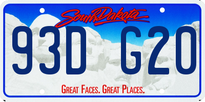 SD license plate 93DG20