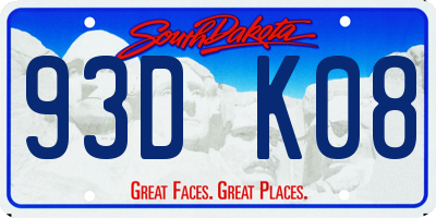 SD license plate 93DK08