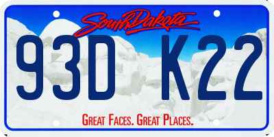 SD license plate 93DK22