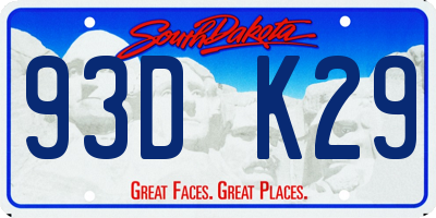 SD license plate 93DK29