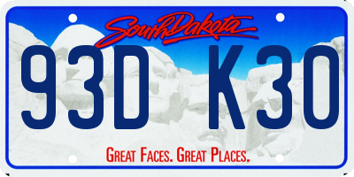 SD license plate 93DK30