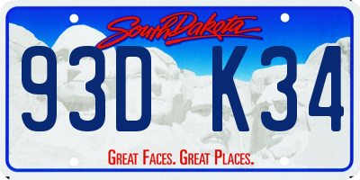 SD license plate 93DK34