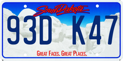 SD license plate 93DK47