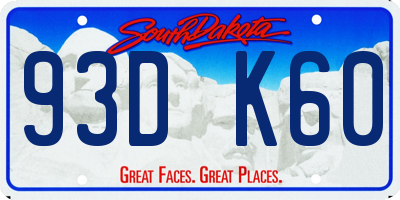SD license plate 93DK60