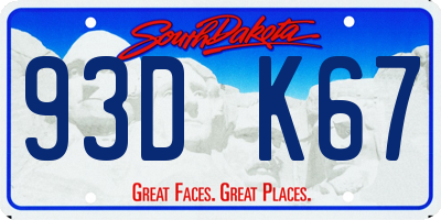 SD license plate 93DK67