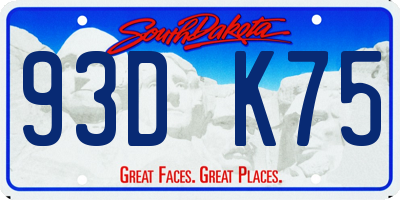 SD license plate 93DK75