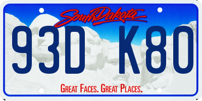 SD license plate 93DK80