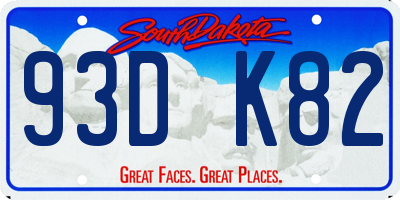 SD license plate 93DK82