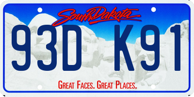 SD license plate 93DK91