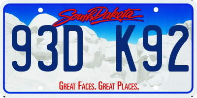 SD license plate 93DK92