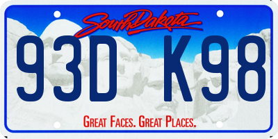 SD license plate 93DK98
