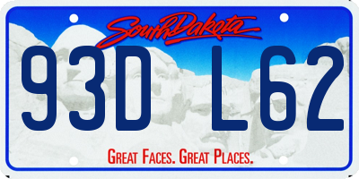 SD license plate 93DL62