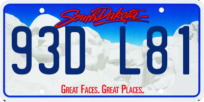 SD license plate 93DL81