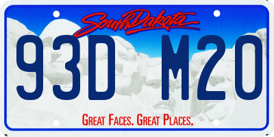 SD license plate 93DM20