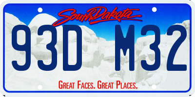 SD license plate 93DM32