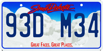 SD license plate 93DM34