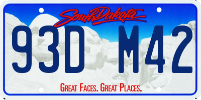 SD license plate 93DM42