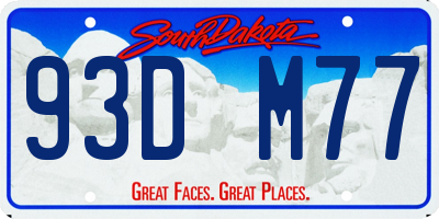 SD license plate 93DM77