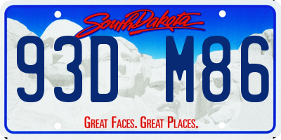 SD license plate 93DM86