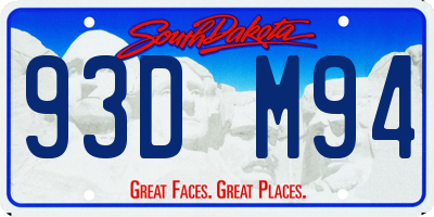 SD license plate 93DM94