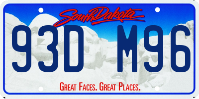 SD license plate 93DM96