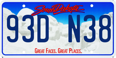 SD license plate 93DN38