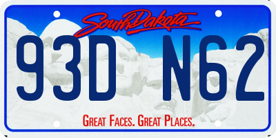 SD license plate 93DN62