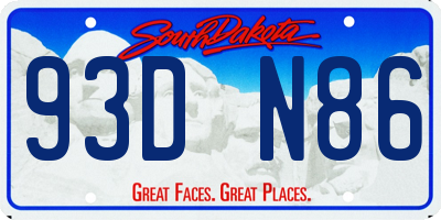 SD license plate 93DN86