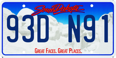 SD license plate 93DN91