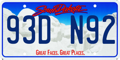 SD license plate 93DN92