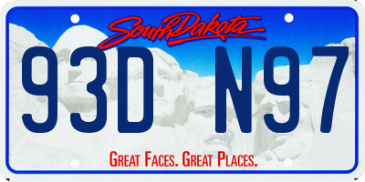 SD license plate 93DN97