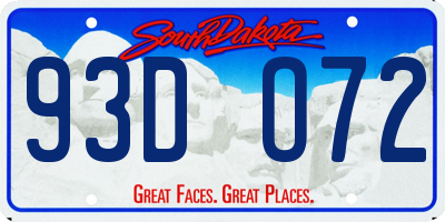SD license plate 93DO72