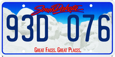 SD license plate 93DO76