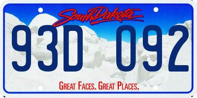 SD license plate 93DO92