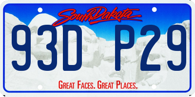 SD license plate 93DP29