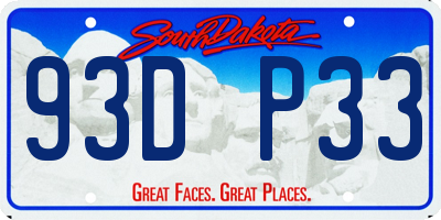 SD license plate 93DP33